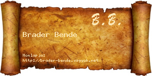 Brader Bende névjegykártya